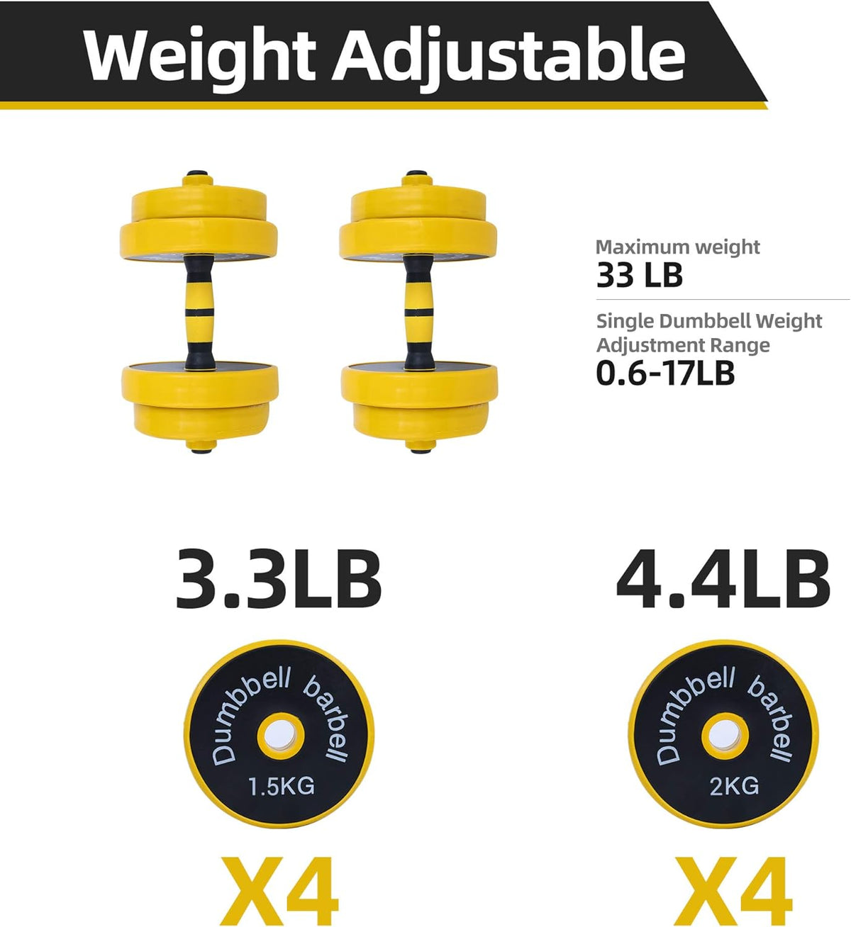Nice C Weights, Dumbbell Set, Kettlebells, Adjustable Dumbbells, Barbell Weight Set, 20-40-50-70LB 3-In-1 Set, Non-Slip, All-Purpose