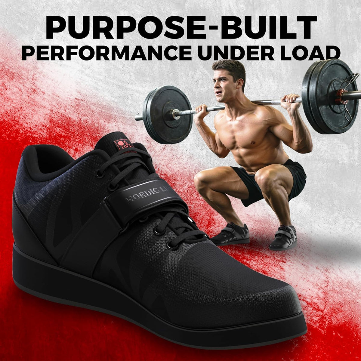 MEGIN Deadlift Shoes - Elevated Heel Gym Footwear for Powerlifting, Weightlifting & Strength Training - Non-Slip Sole Lifting Shoes for Men