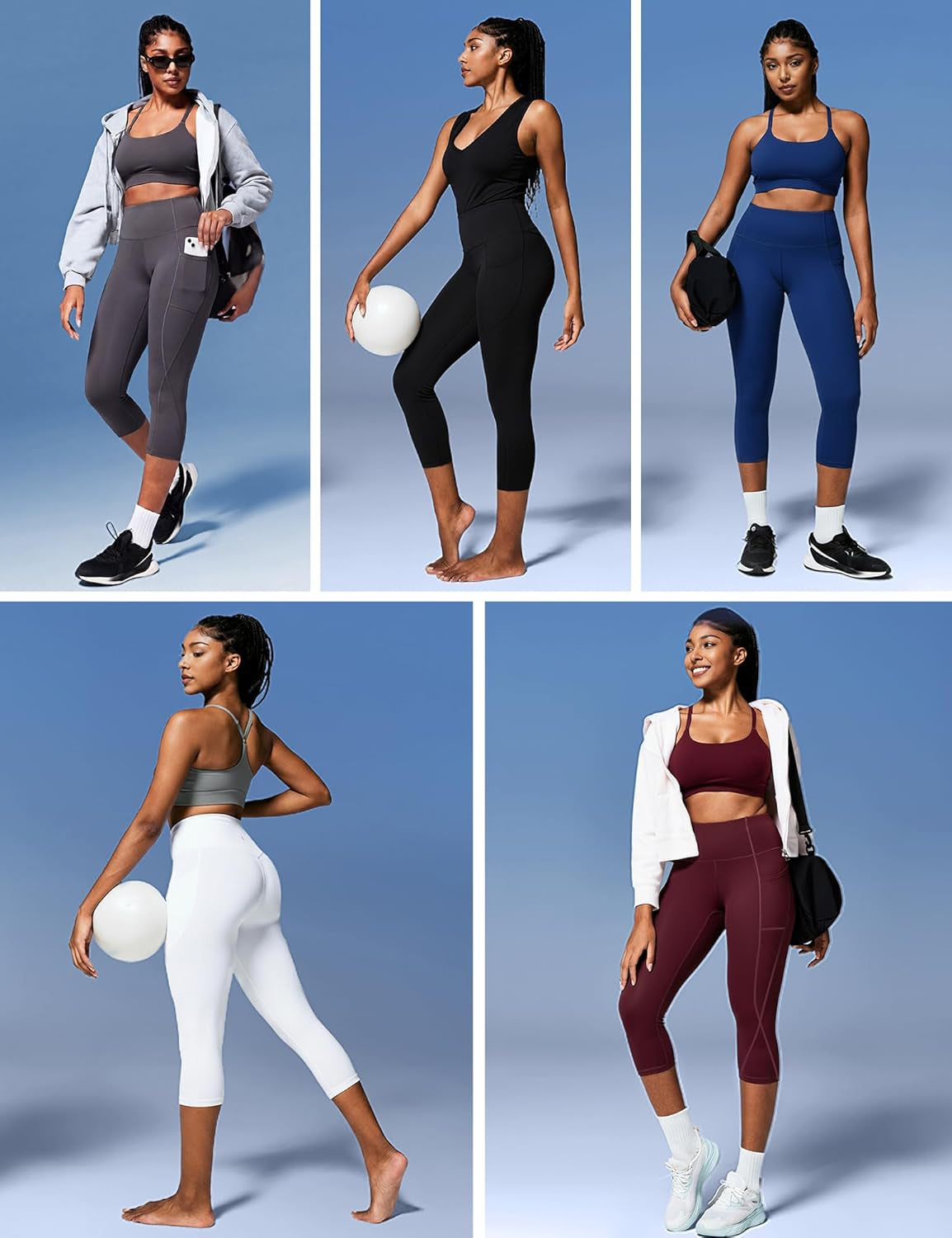 Heathyoga Capri Leggings for Women High Waisted Capri Leggings with Pockets for Women Tummy Control Yoga Pants Women