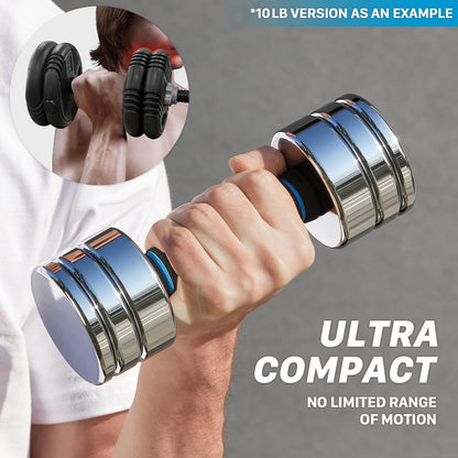 Northdeer Steel Dumbbells Ultracompact & Adjustable Chrome Dumbbell