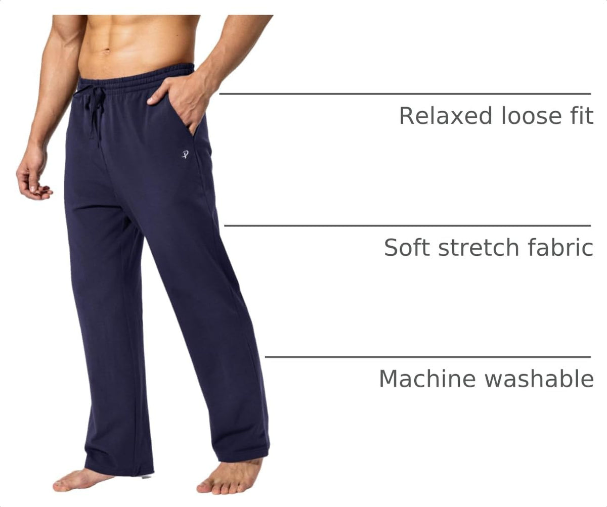 Pudolla Men'S Cotton Yoga Sweatpants Athletic Casual Pants with Pockets