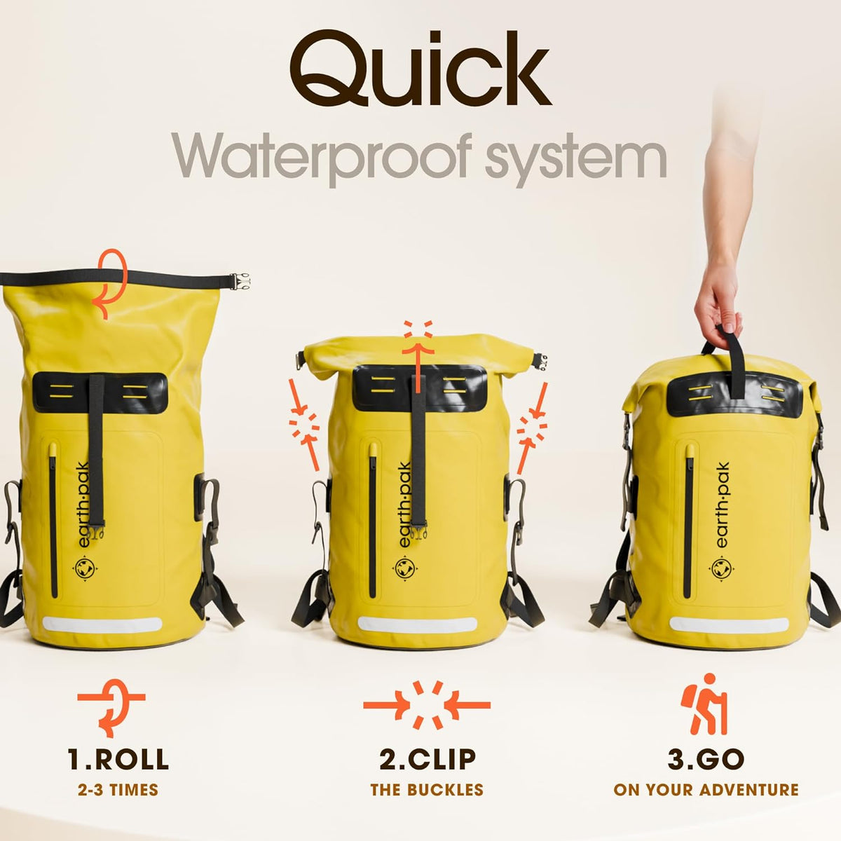 Waterproof Dry Bag Backpack 35L - Kayaking Boating Fishing Rafting Marine | Yellow 35L Dry Bag: 500D PVC, Abrasion Resistant Build, IPX8 Phone Case for River and Lake Trips