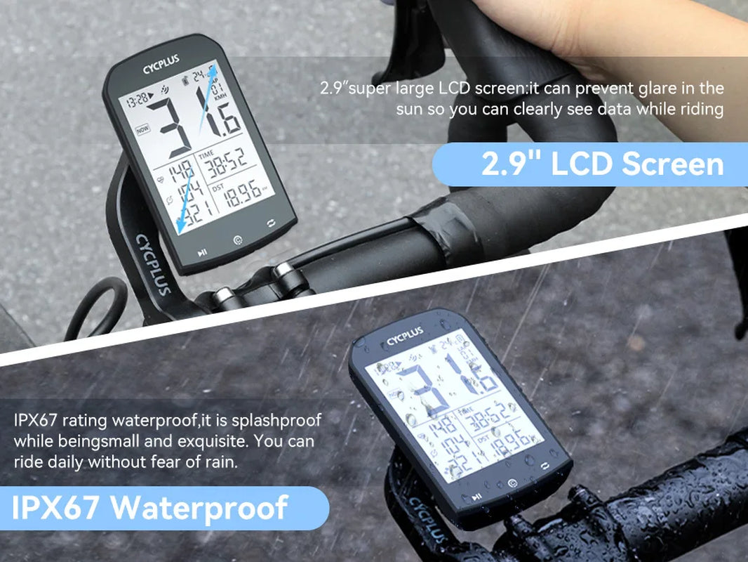 CYCPLUS M1+Z1 Cycling GPS Wireless Bike Computer with BLE 5.0/ANT+ with 2.9" LCD Screen Auto Backlight IPX6 Waterproof