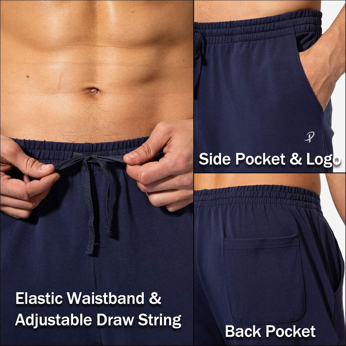 Pudolla Men'S Cotton Yoga Sweatpants Athletic Casual Pants with Pockets