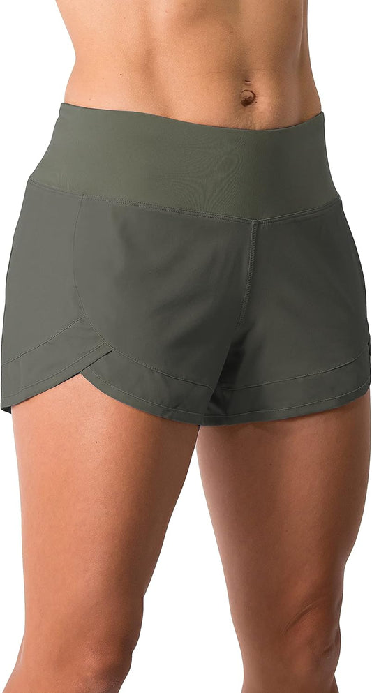 Tough Mode Womens 3" Lightweight Running WOD Volleyball Shorts Workout Mesh Liner Zip Pocket