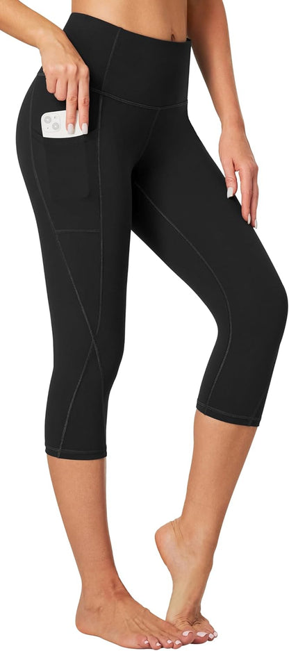 Heathyoga Capri Leggings for Women High Waisted Capri Leggings with Pockets for Women Tummy Control Yoga Pants Women