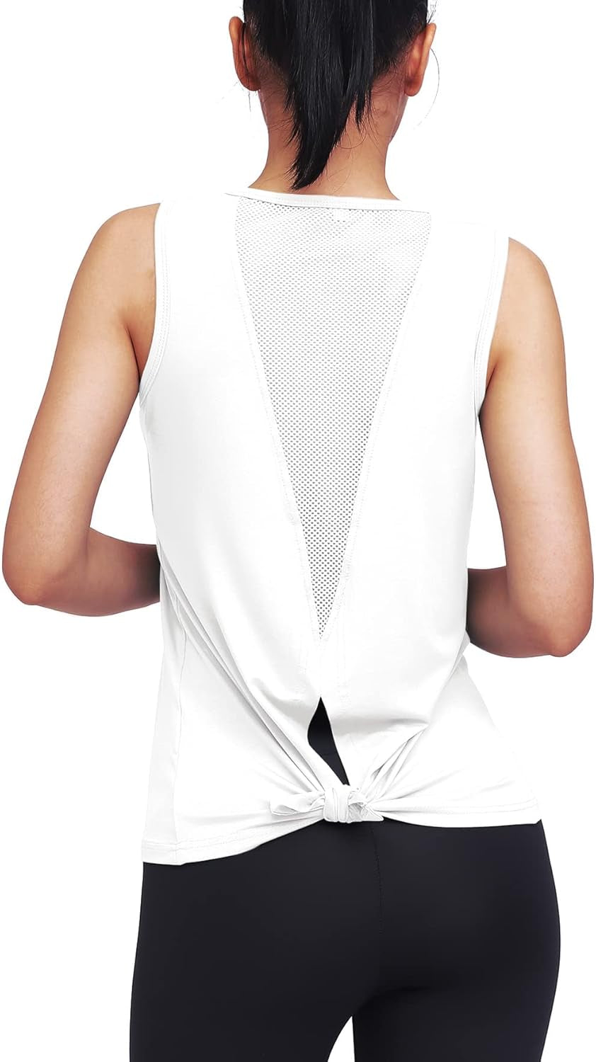 Mippo Workout Tops for Women Yoga Tank Athletic Muscle Shirts Tie Back