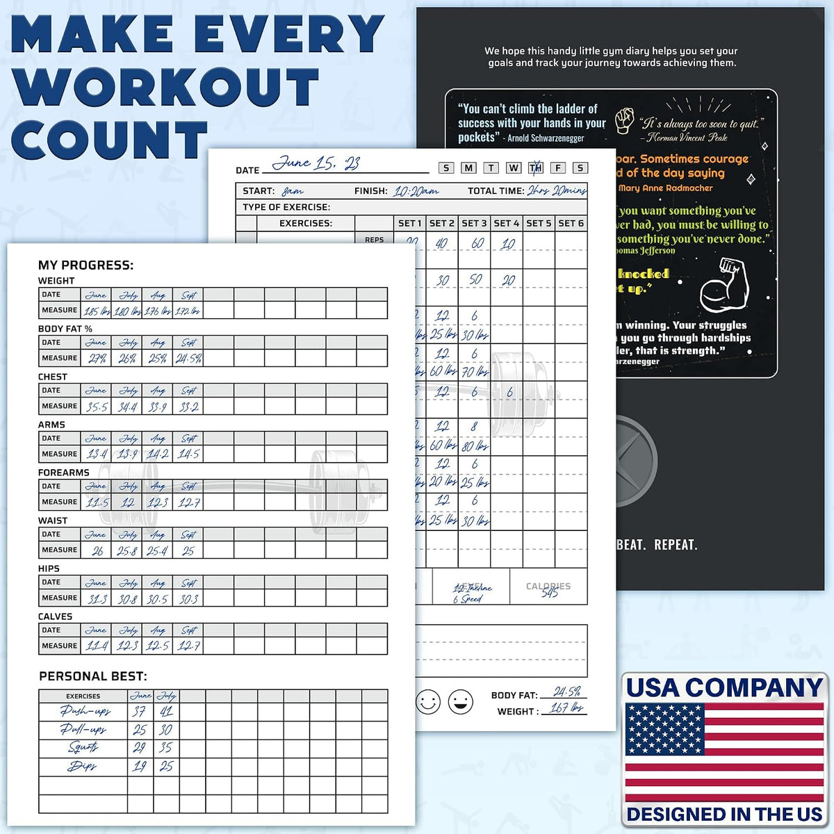 Workout Planner for Daily Fitness Tracking & Goals Setting - A5 Size, 6” X 8”, Charcoal Gray - Men & Women Personal Home & Gym Training Diary - Log Book Journal - by Workout Log Gym