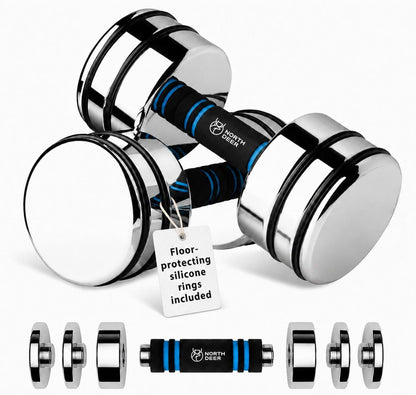 Northdeer Steel Dumbbells Ultracompact & Adjustable Chrome Dumbbell