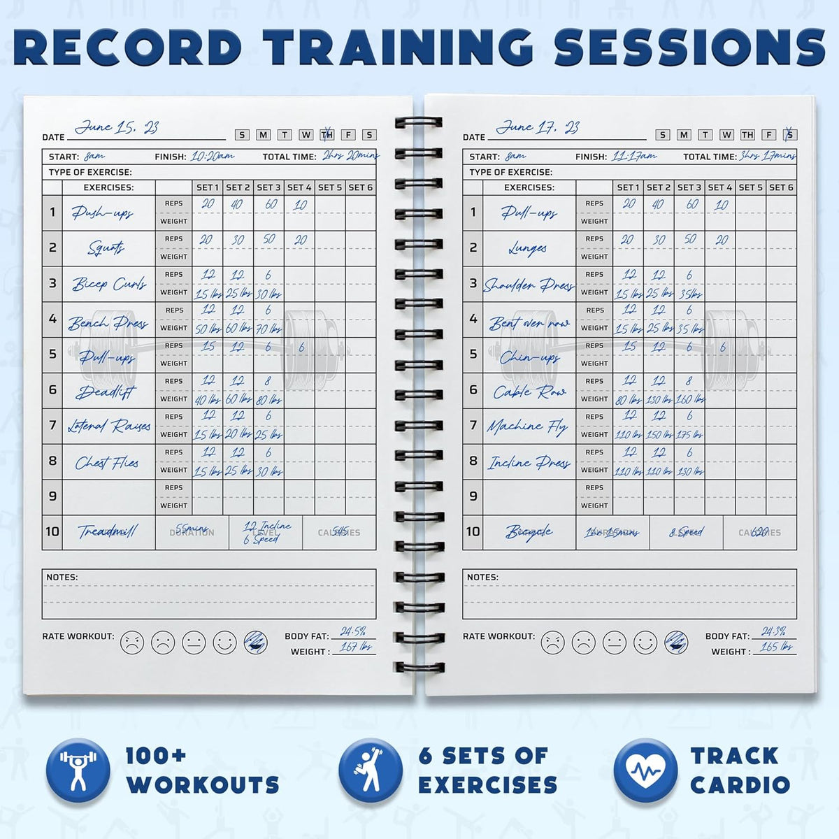 Workout Planner for Daily Fitness Tracking & Goals Setting - A5 Size, 6” X 8”, Charcoal Gray - Men & Women Personal Home & Gym Training Diary - Log Book Journal - by Workout Log Gym