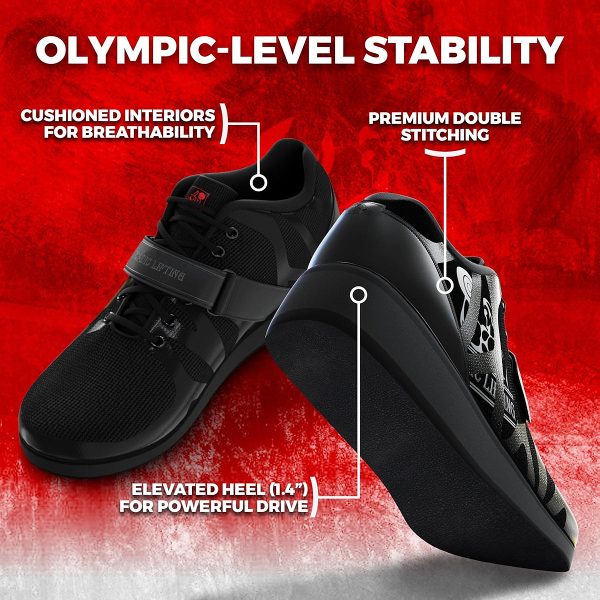 MEGIN Deadlift Shoes - Elevated Heel Gym Footwear for Powerlifting, Weightlifting & Strength Training - Non-Slip Sole Lifting Shoes for Men