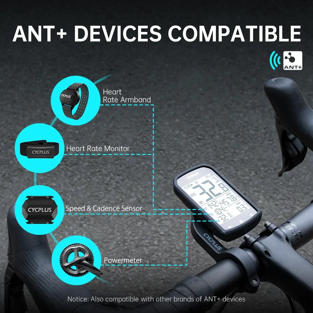 CYCPLUS M1+Z1 Cycling GPS Wireless Bike Computer with BLE 5.0/ANT+ with 2.9" LCD Screen Auto Backlight IPX6 Waterproof