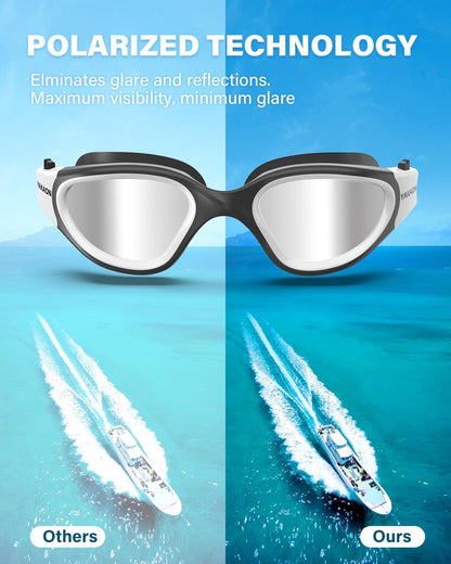 YAKAON Swimming Goggles Adult, Polarized Anti-Fog UV400 No Leak