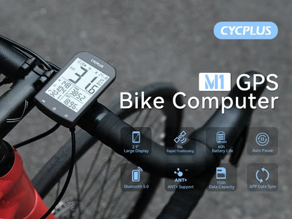 CYCPLUS M1+Z1 Cycling GPS Wireless Bike Computer with BLE 5.0/ANT+ with 2.9" LCD Screen Auto Backlight IPX6 Waterproof