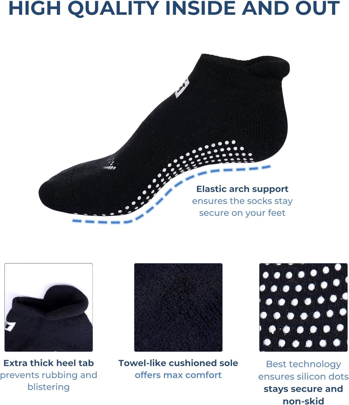 Non-Slip Socks Yoga Barre Pilates Hospital Maternity Sock W/Grips for Women Men