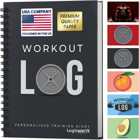 Workout Planner for Daily Fitness Tracking & Goals Setting - A5 Size, 6” X 8”, Charcoal Gray - Men & Women Personal Home & Gym Training Diary - Log Book Journal - by Workout Log Gym
