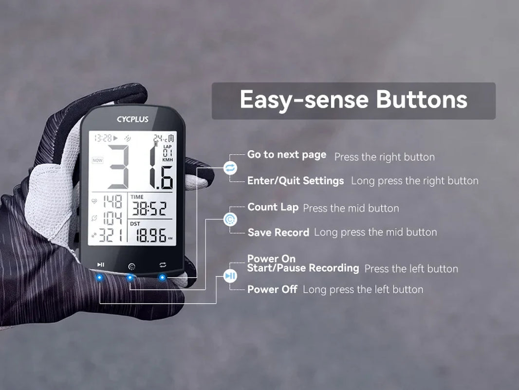CYCPLUS M1+Z1 Cycling GPS Wireless Bike Computer with BLE 5.0/ANT+ with 2.9" LCD Screen Auto Backlight IPX6 Waterproof