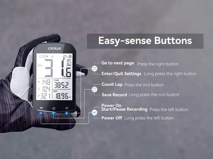 CYCPLUS M1+Z1 Cycling GPS Wireless Bike Computer with BLE 5.0/ANT+ with 2.9" LCD Screen Auto Backlight IPX6 Waterproof